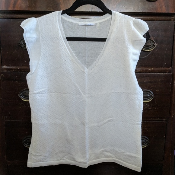 T Tahari Sweaters - T Tahari Flutter Cap Sleeve V-neck Sweater